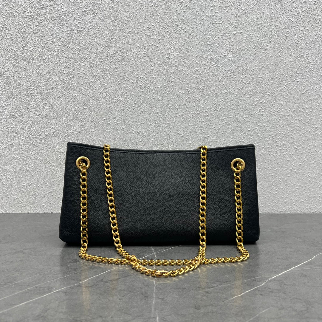 賽c家-新款 newspaper chain bag 雙鍊條腋下包 黑色