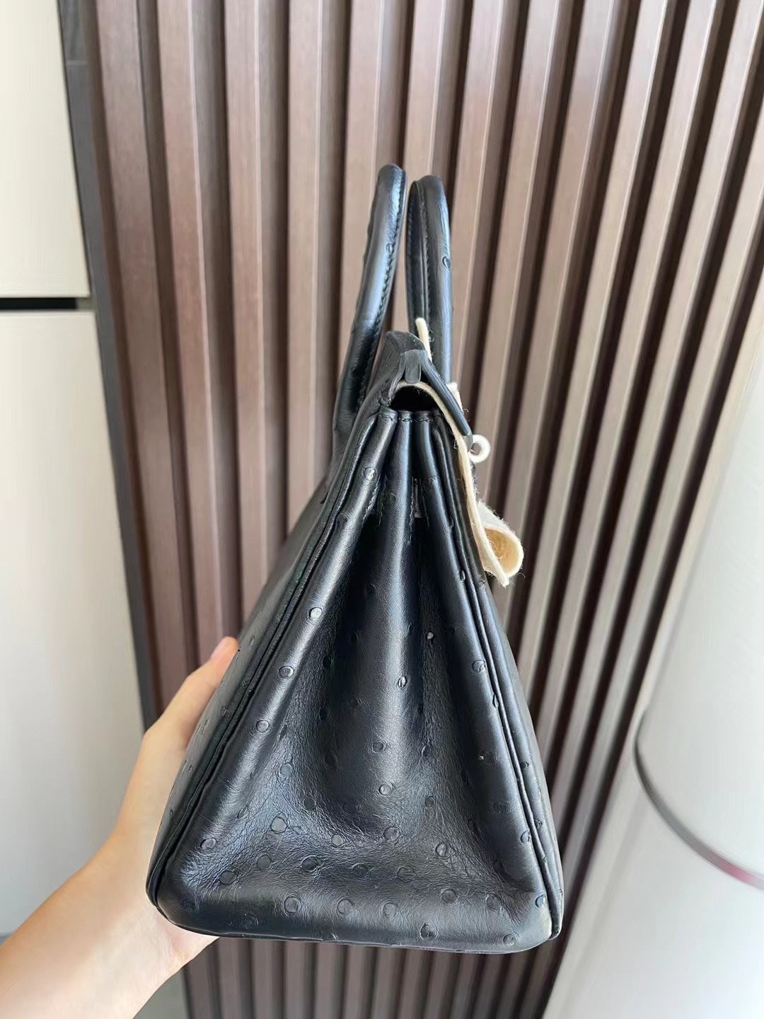 小愛款-Birkin 25 鴕鳥 黑色 銀扣
