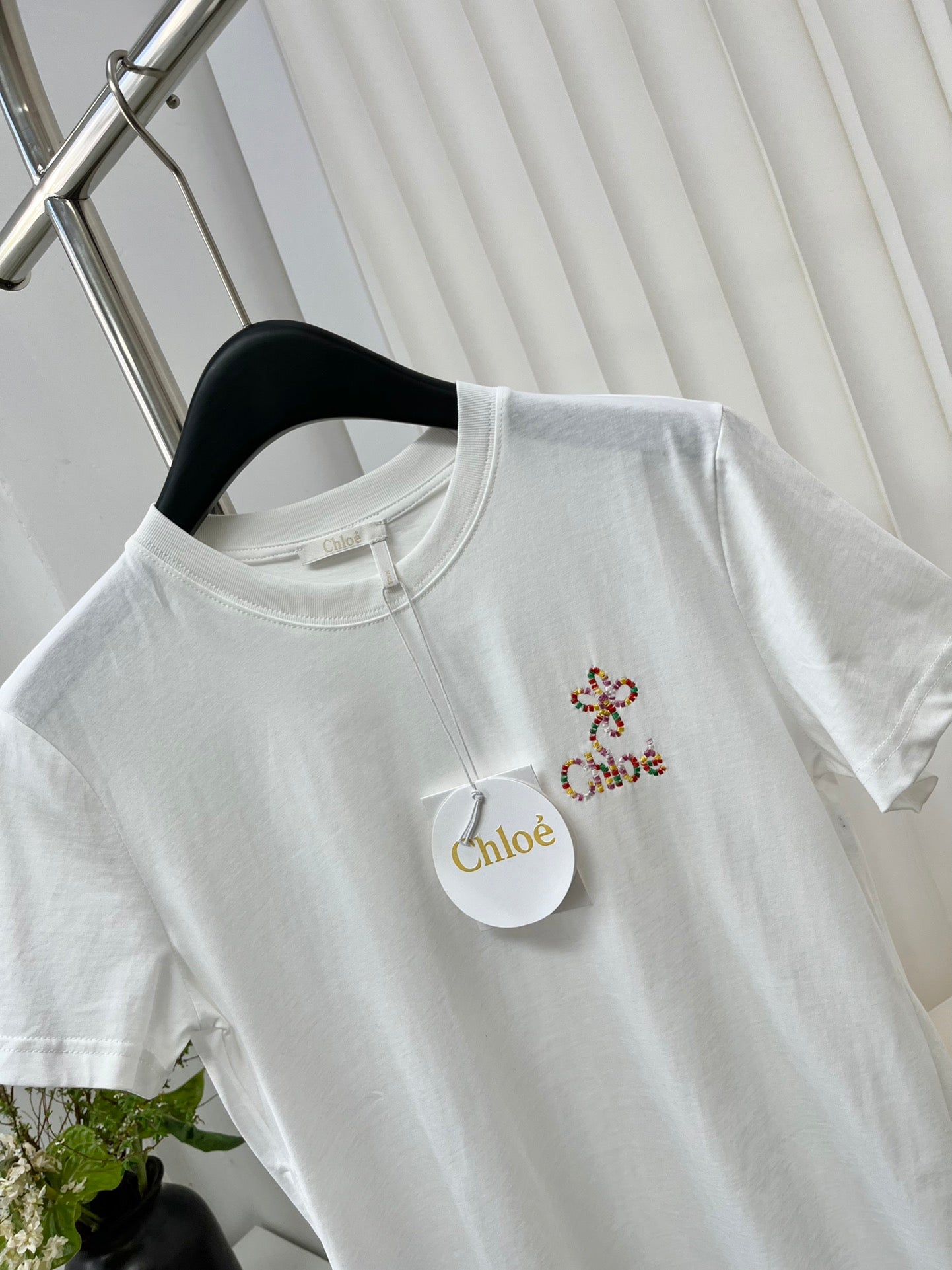 克羅C-2403 24春夏官網新品刺繡TEE 白色