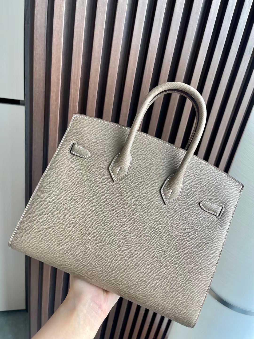 小愛款-Birkin 25 大象灰 外縫 Epsom Z刻 銀扣