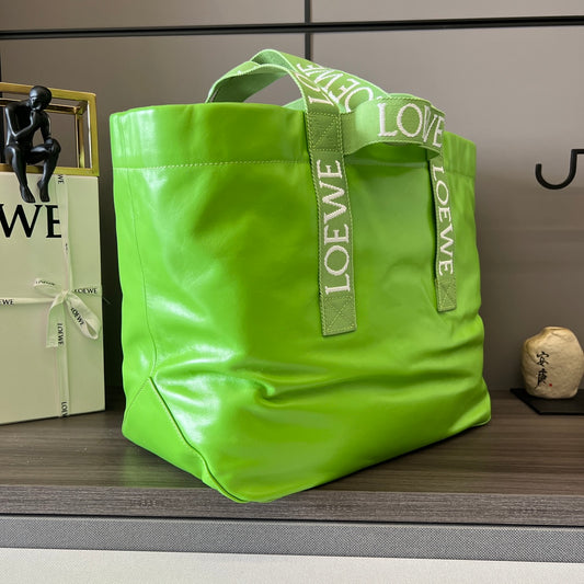 羅L威-Fold Shopper手袋 紙質小牛皮 綠色