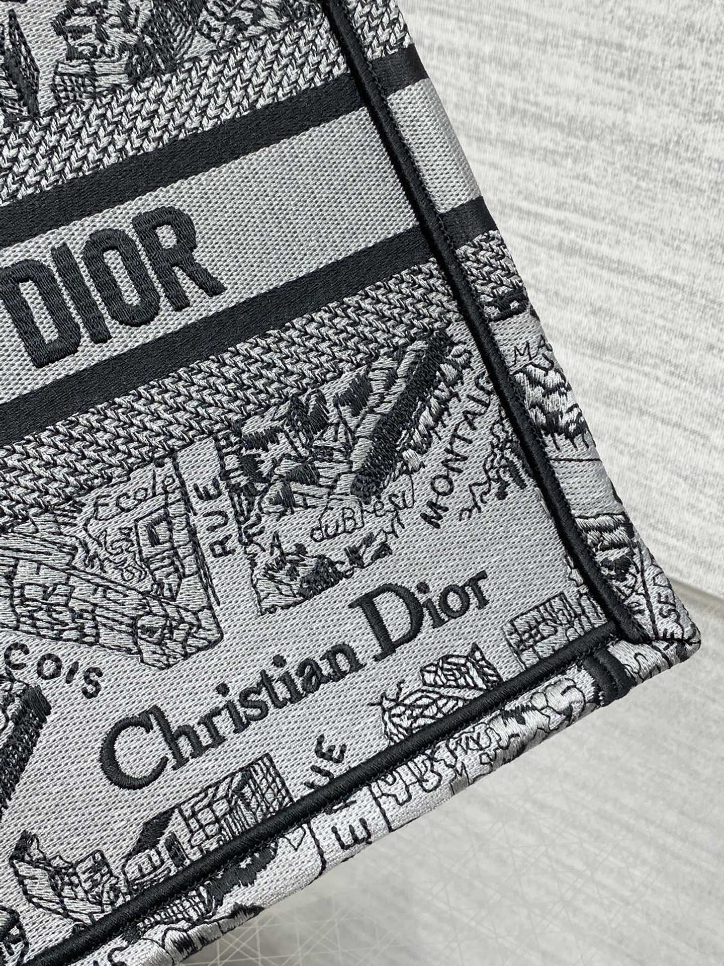 迪D家-Book Tote 2023春夏系列 巴黎地圖刺繡 灰色 小號