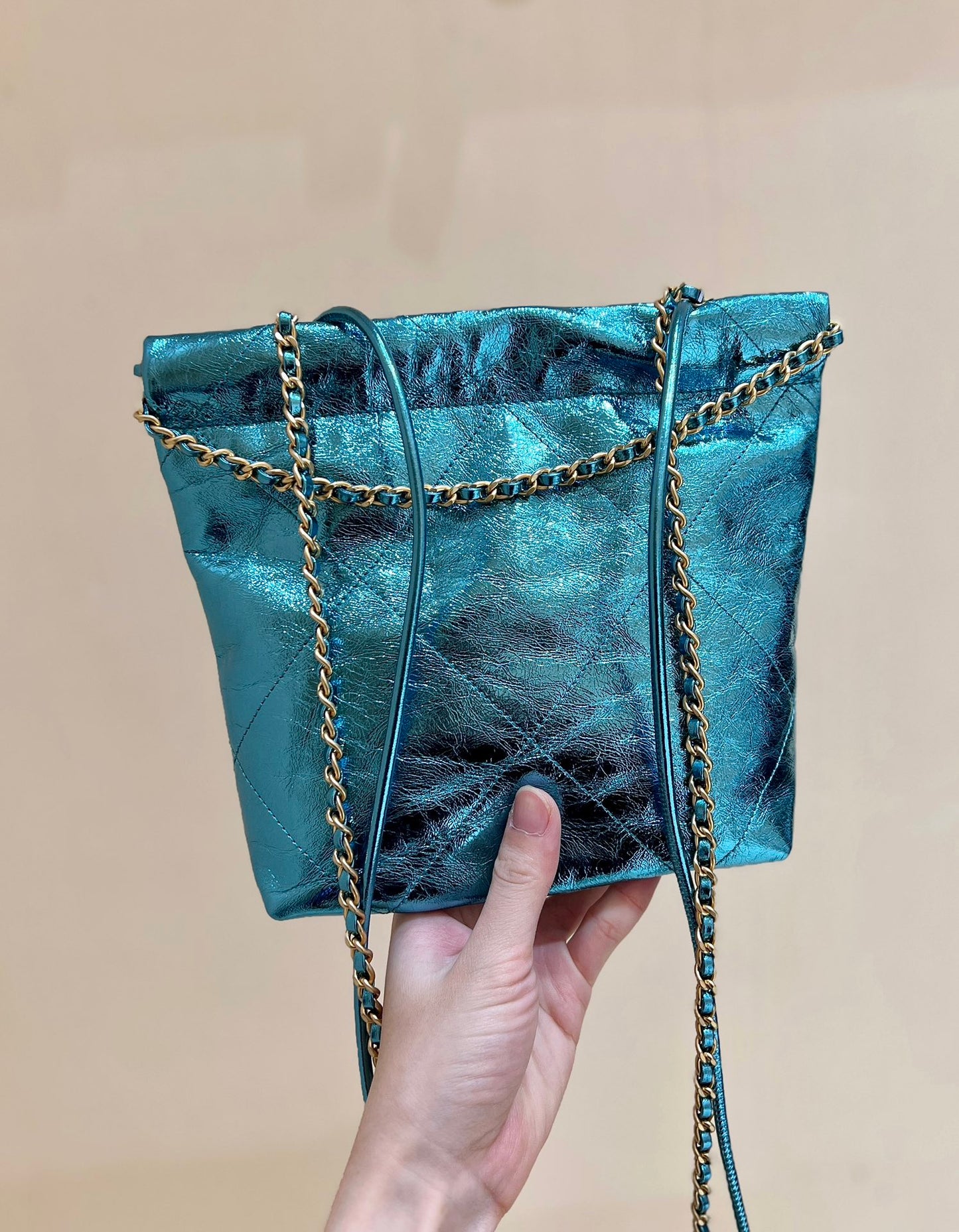 小香家-25C 22Bag Mini金屬皮 藍色