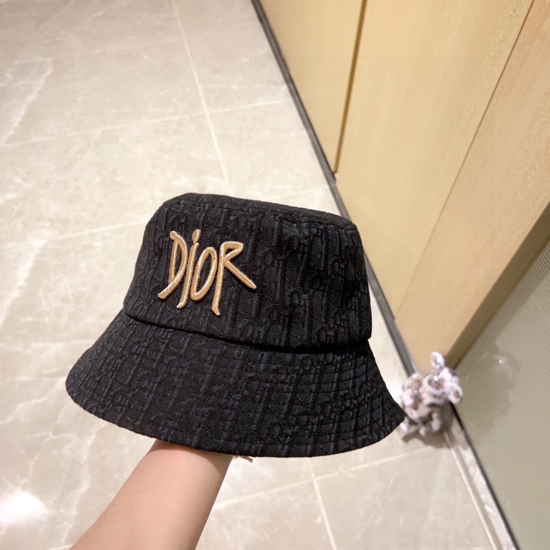 迪D家-2023春夏新款 刺繡漁夫帽 黑色