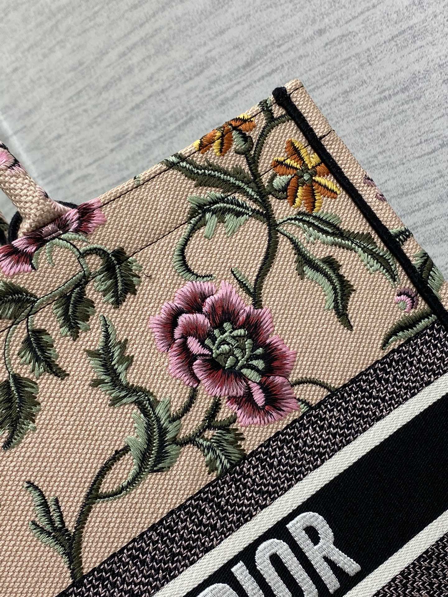 迪D家 Book Tote 刺繡字母粉花 大號41.5cm