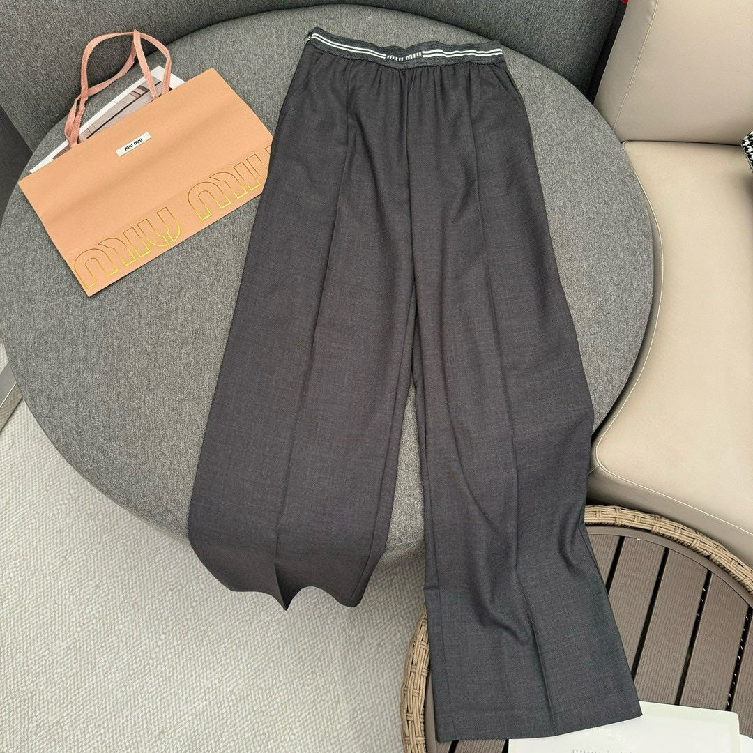 穆Ｍ家-2404 24春夏新品logo腰休閒直筒長褲