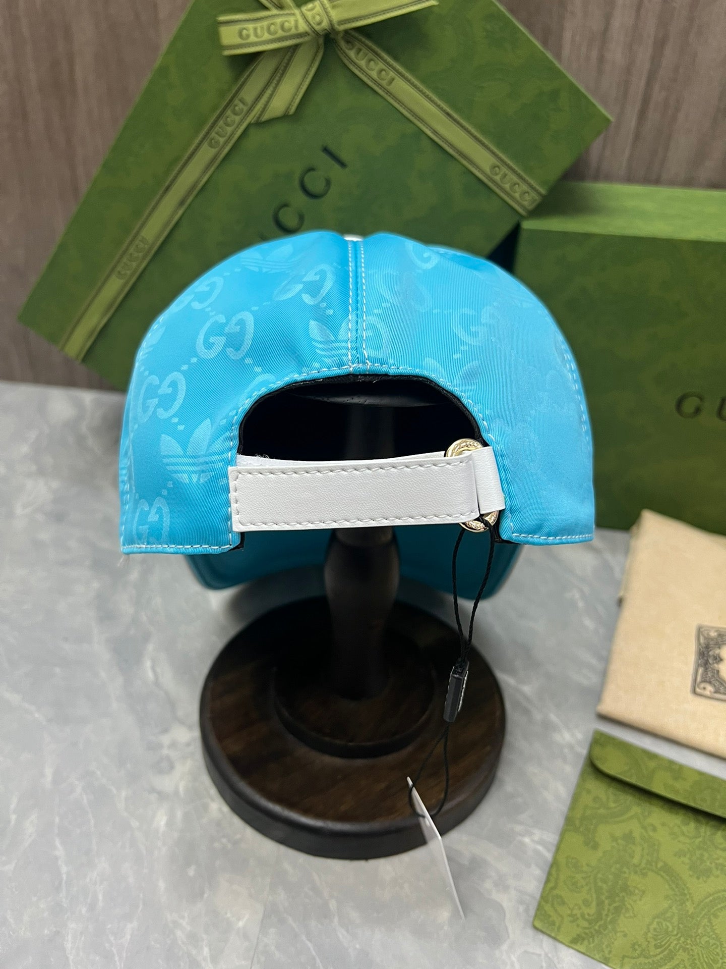 古G家-聯名款防水材質老花棒球帽 藍色