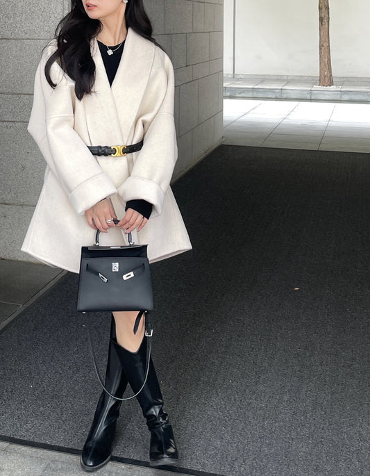 賽C家-2403 休閒浴袍羊絨大衣 杏色