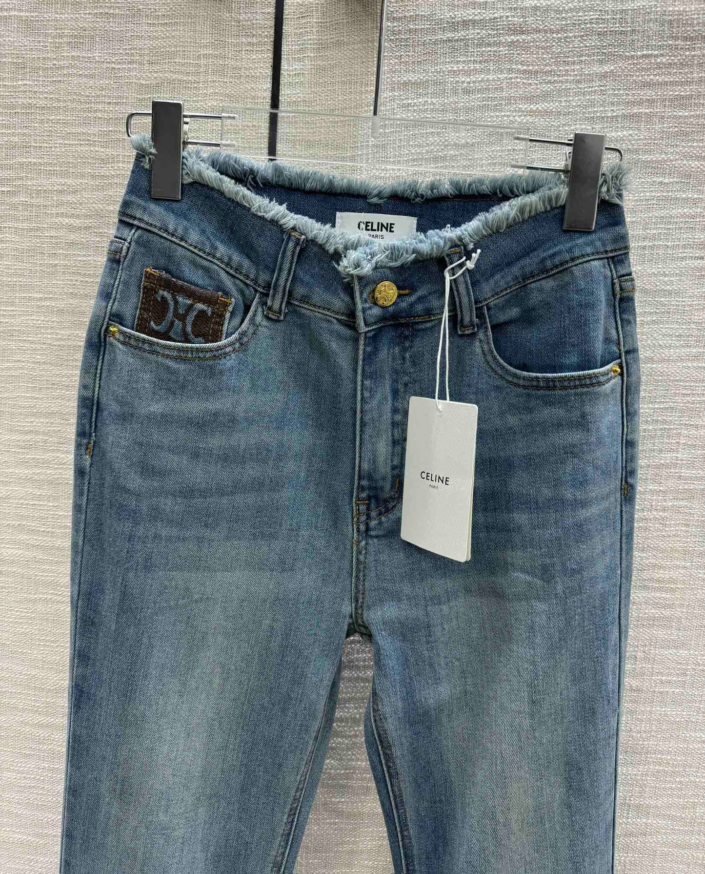 賽C家-2403 撞色logo高腰微喇褲