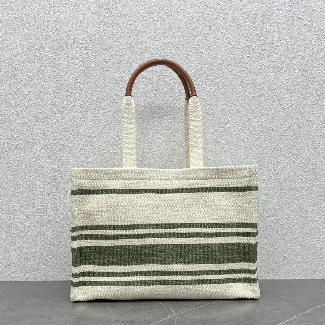 賽c家-新款Cabas Thais 橫條紋牛仔面料 大號