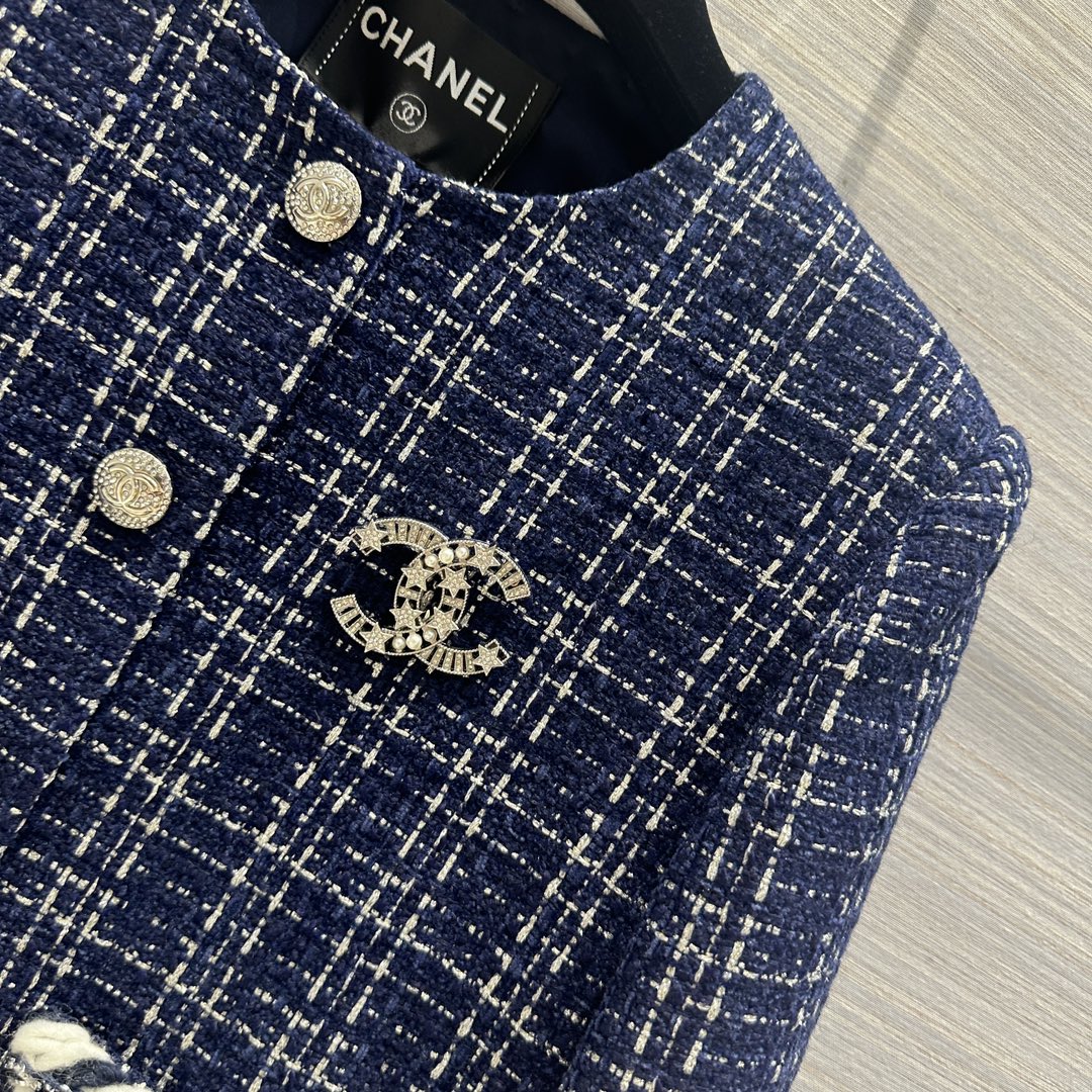 小香家-2403 24早春新品高級藍白金短款小外套