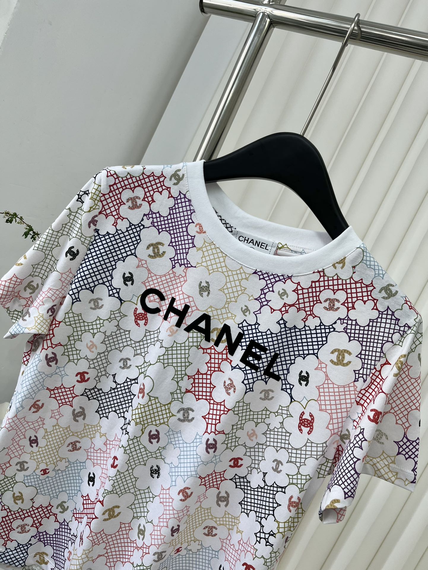 小香風-2403 網格印花訂製絲光全棉TEE