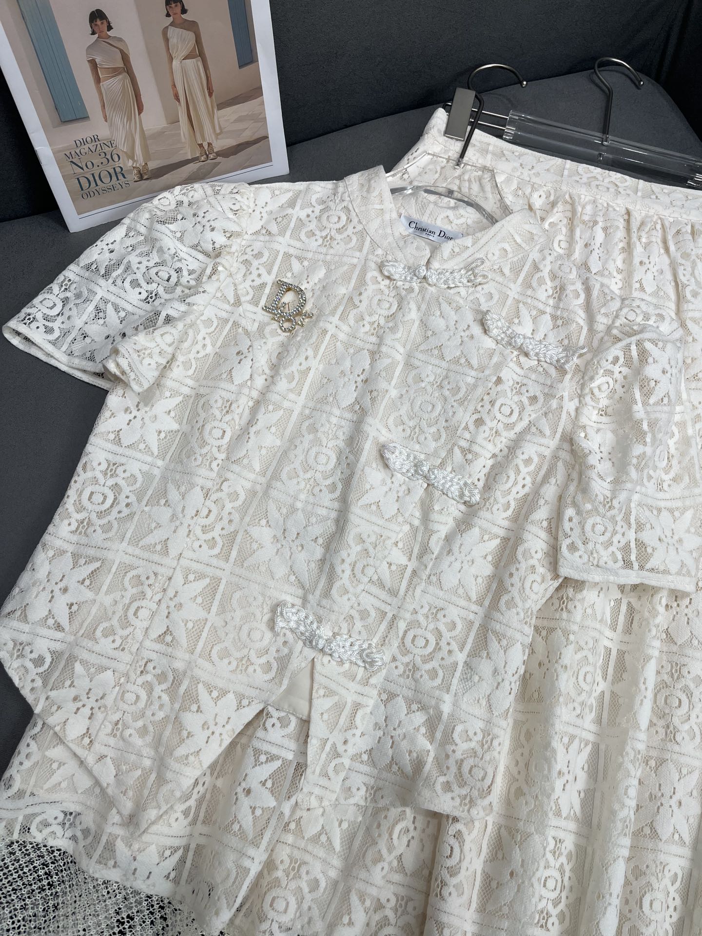 迪D家-2403 24SS春夏新款蕾絲套裝 白色