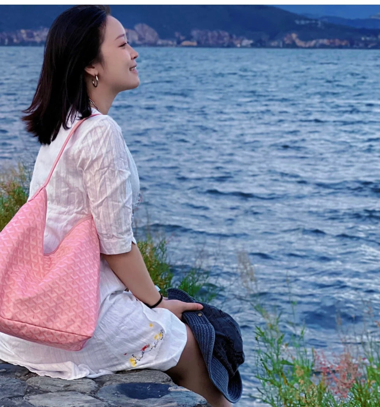 戈G家-單肩老花托特包 粉色