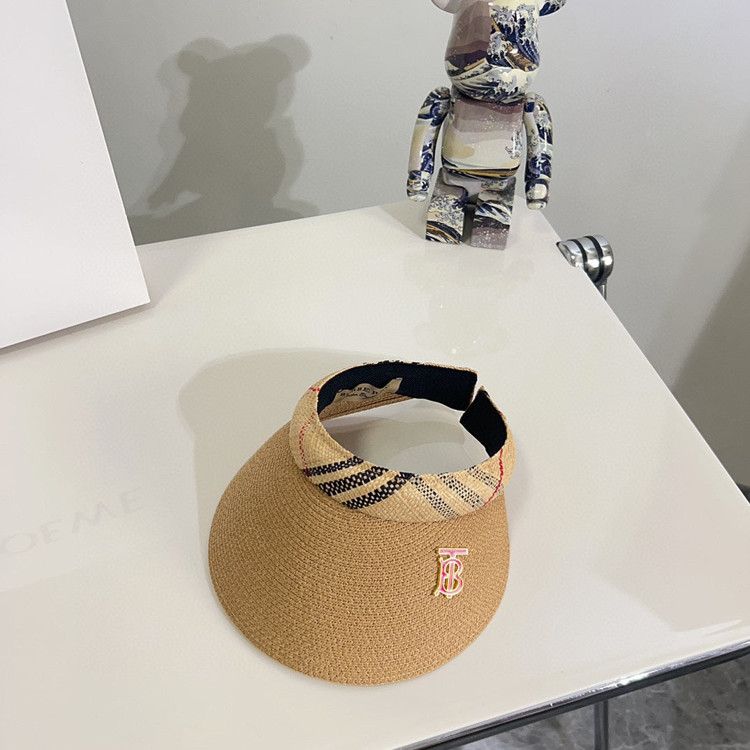 巴B家-2024夏季新款 經典格紋遮陽帽 卡其色