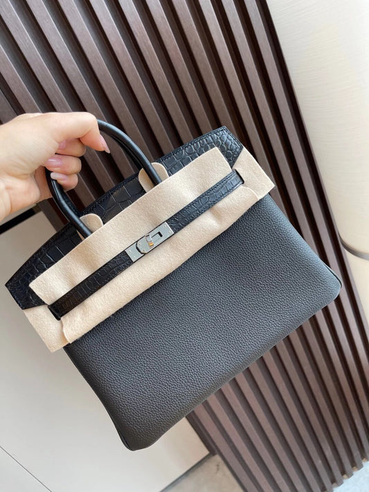 小愛款-Birkin 25 Touch Togo 方塊鱷魚 銀扣