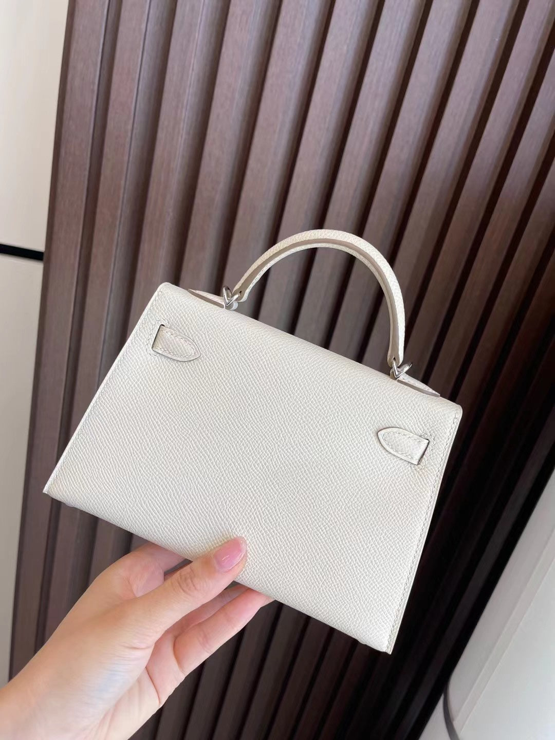 小愛款-Kelly Mini 2代 Epsom 奶昔白 銀扣