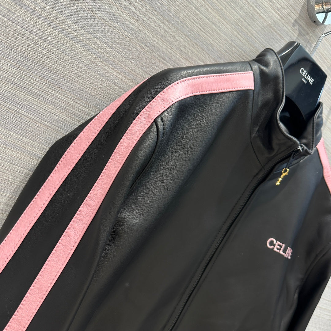 賽C家-2403 24春夏新品立領粉邊真皮外套