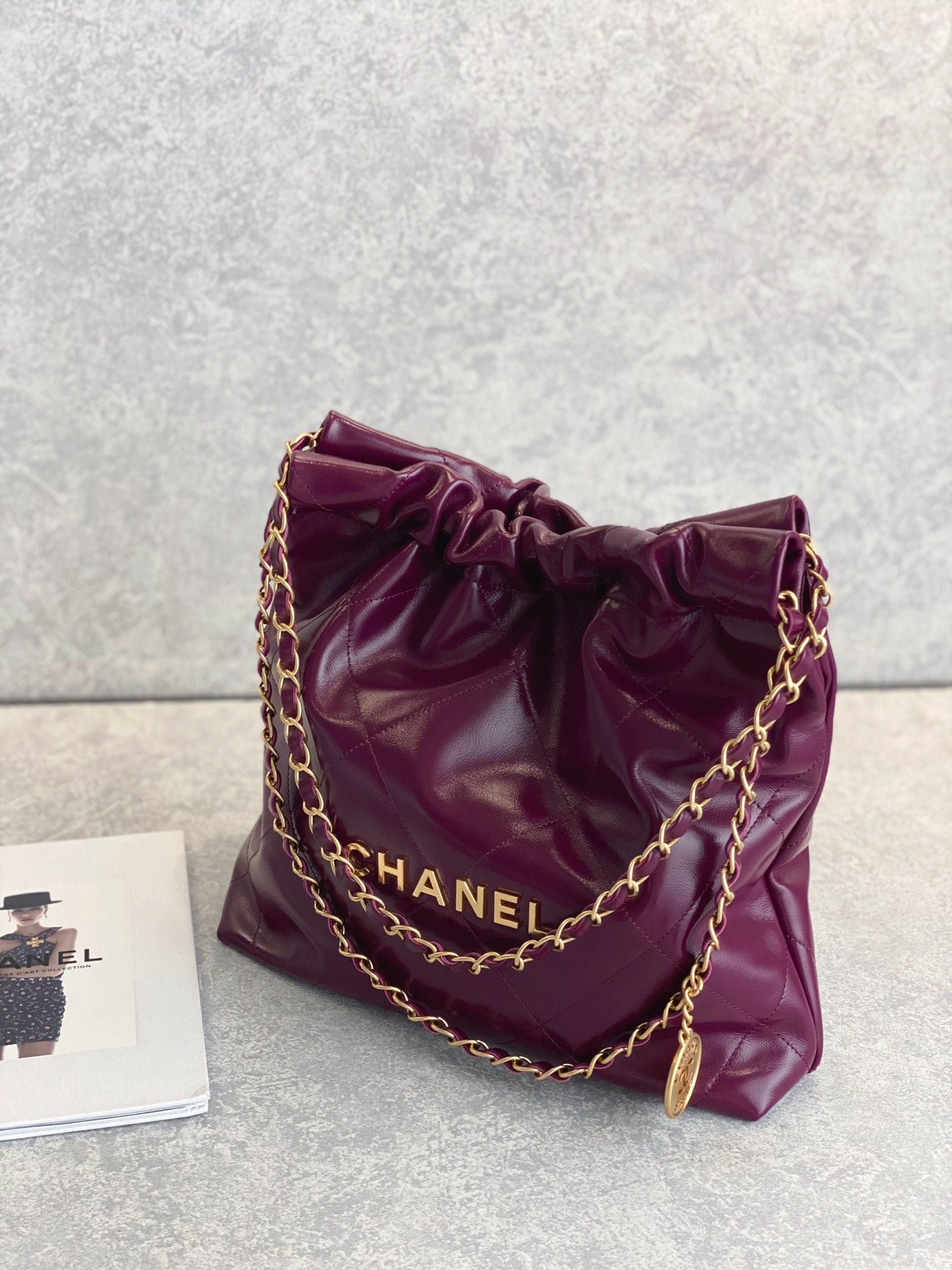 小香家-2023春夏新款 22BAG 中號 酒紅色
