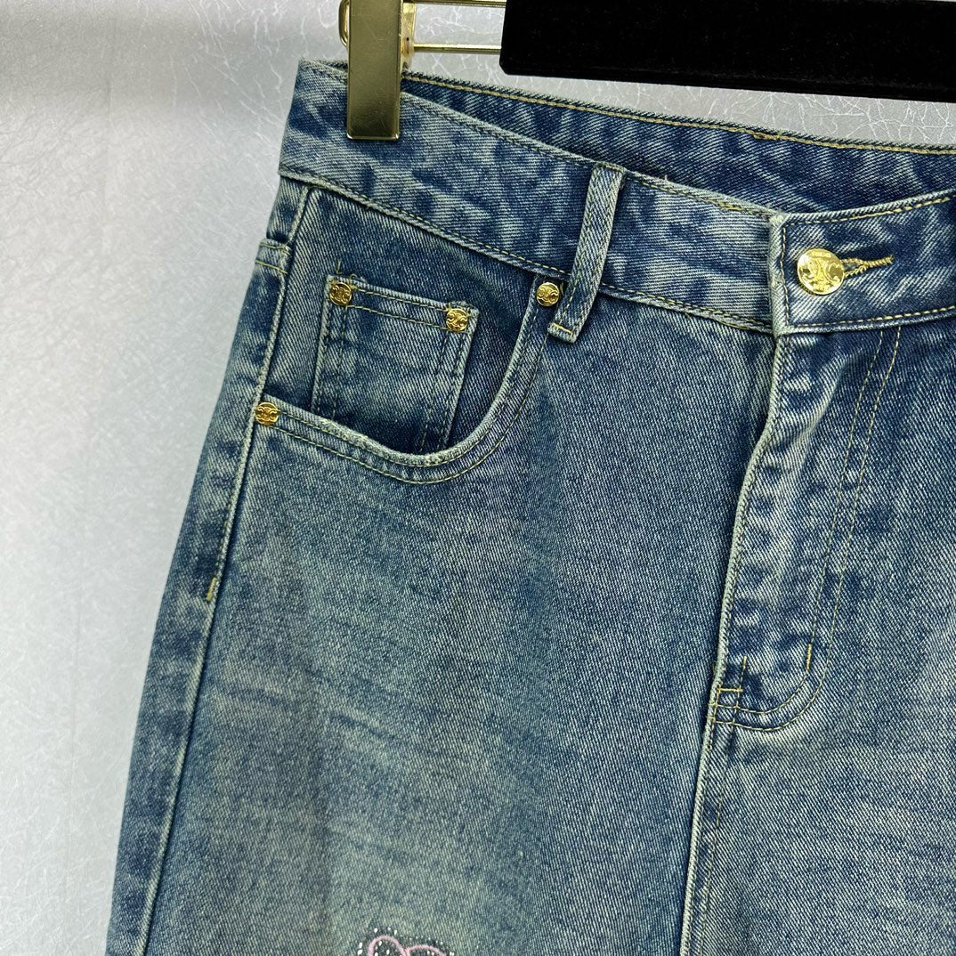 賽C家-2403 早春新款LOGO高腰牛仔褲