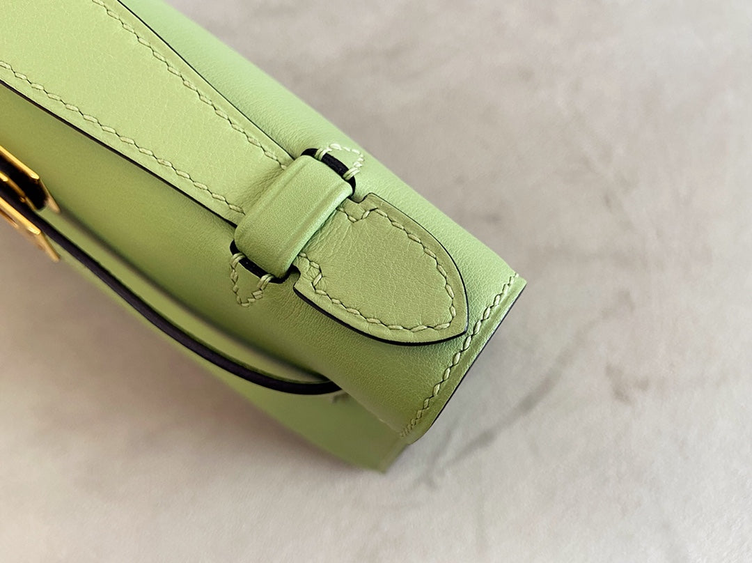 小愛款-Mini Kelly 1代 22cm swift 3L 牛油果綠 金扣