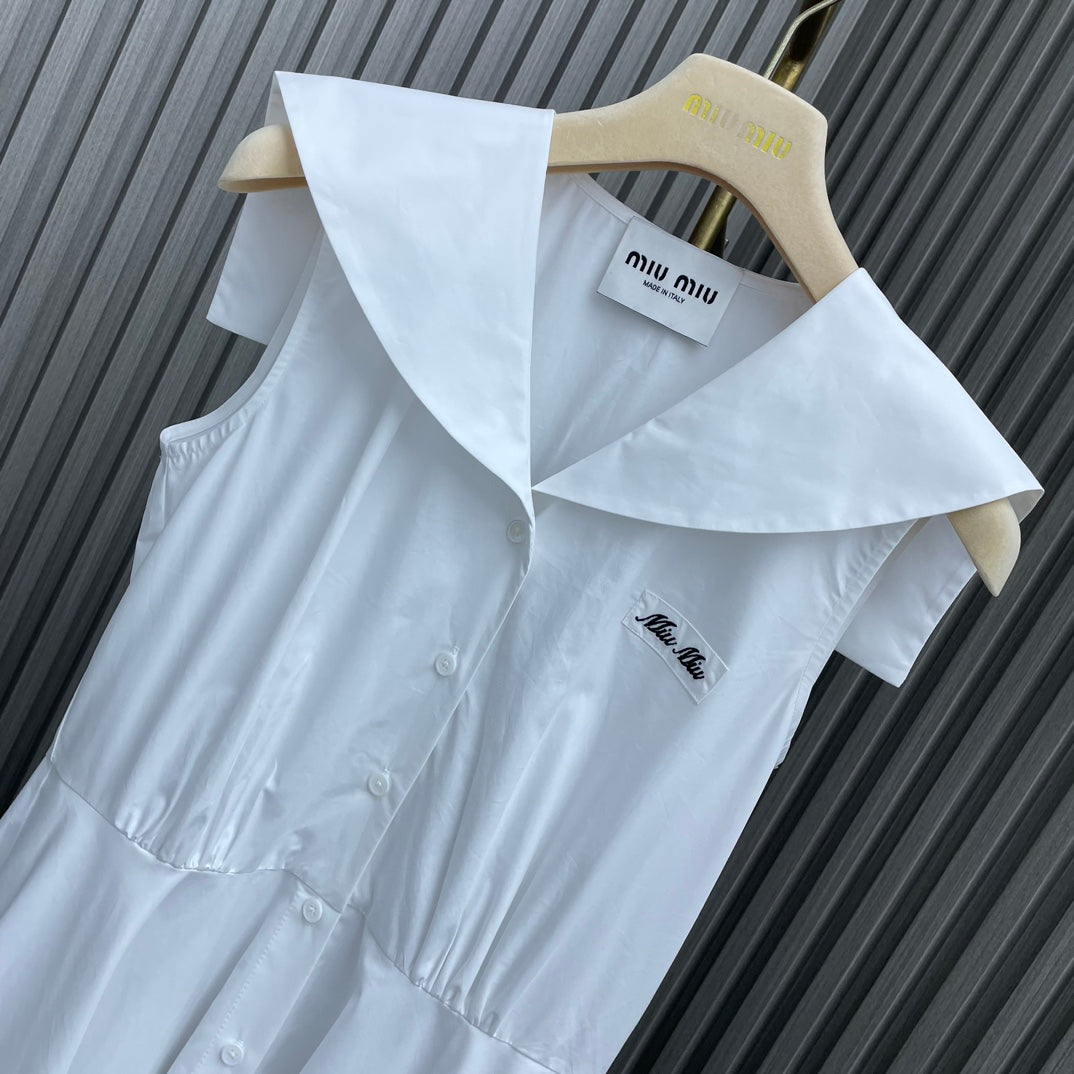 穆M家-2404 24新品上架海軍披肩背心長裙 淺藍