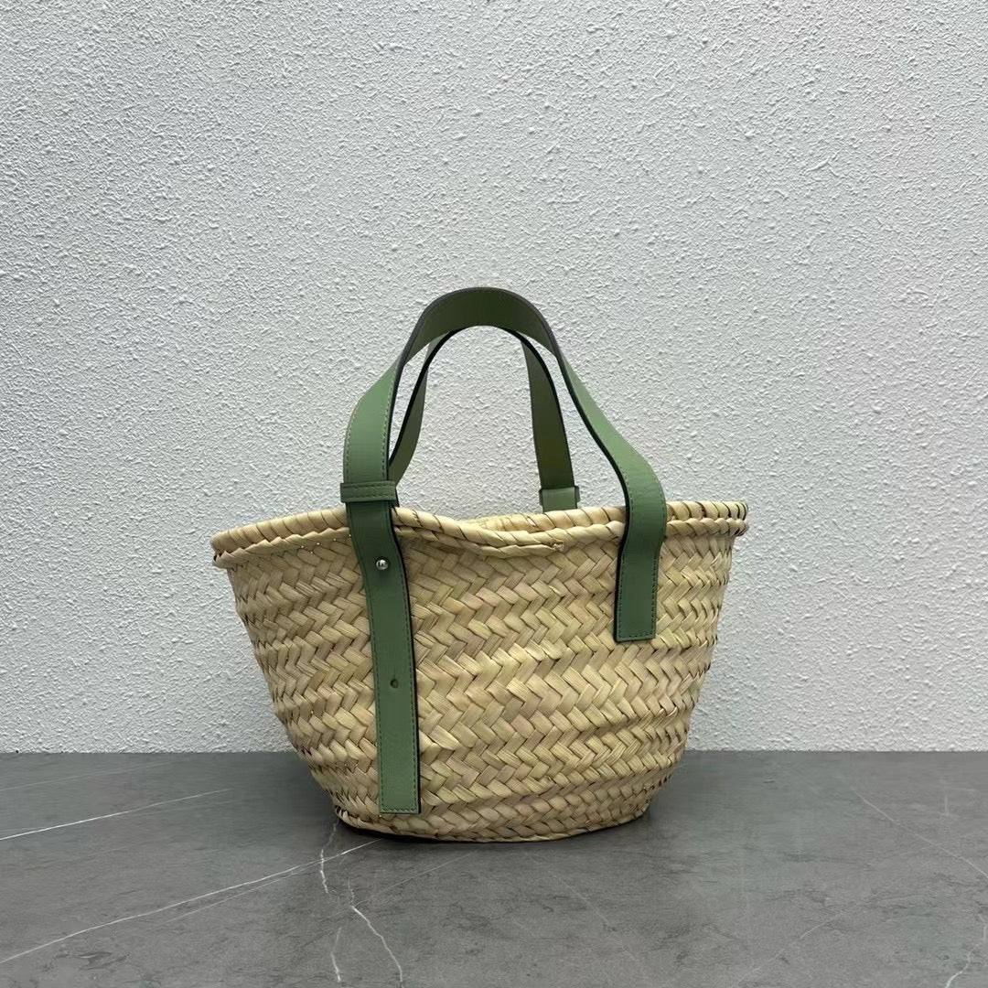 羅L威-草編包 33CM 小號 綠色