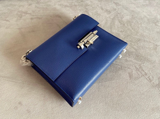 小愛款-Verrou mini 山羊皮 S4 深邃藍 銀扣