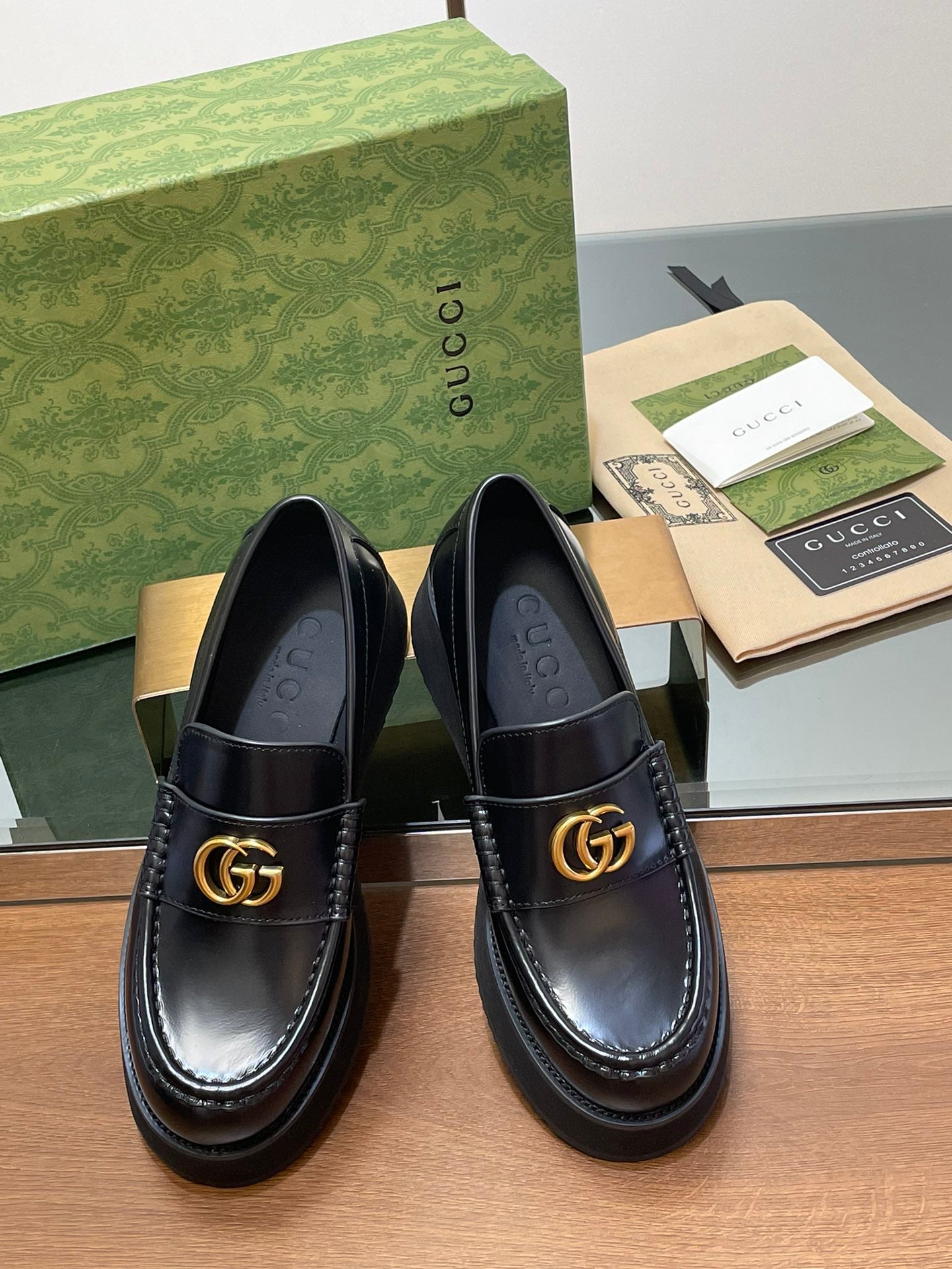 古G家-2024 厚底樂福鞋 黑色