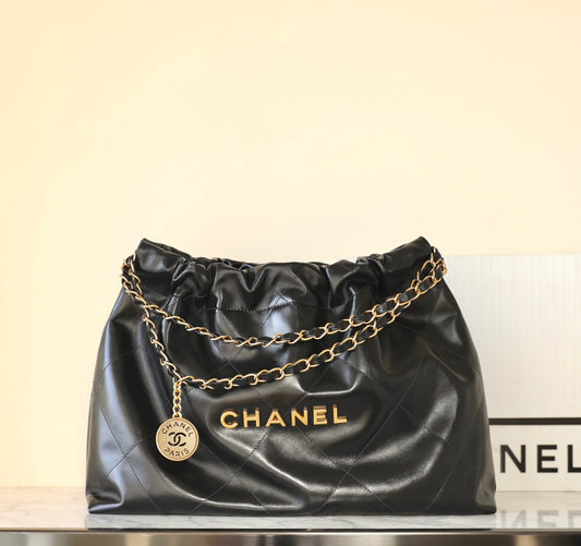 小香家-22Bag橫款 黑色金扣