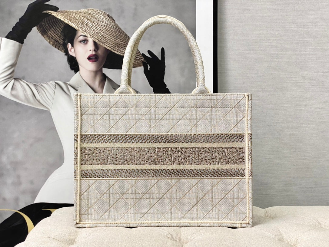 迪D家-BookTote 刺繡手袋 金絲燙鑽 37x30x16cm