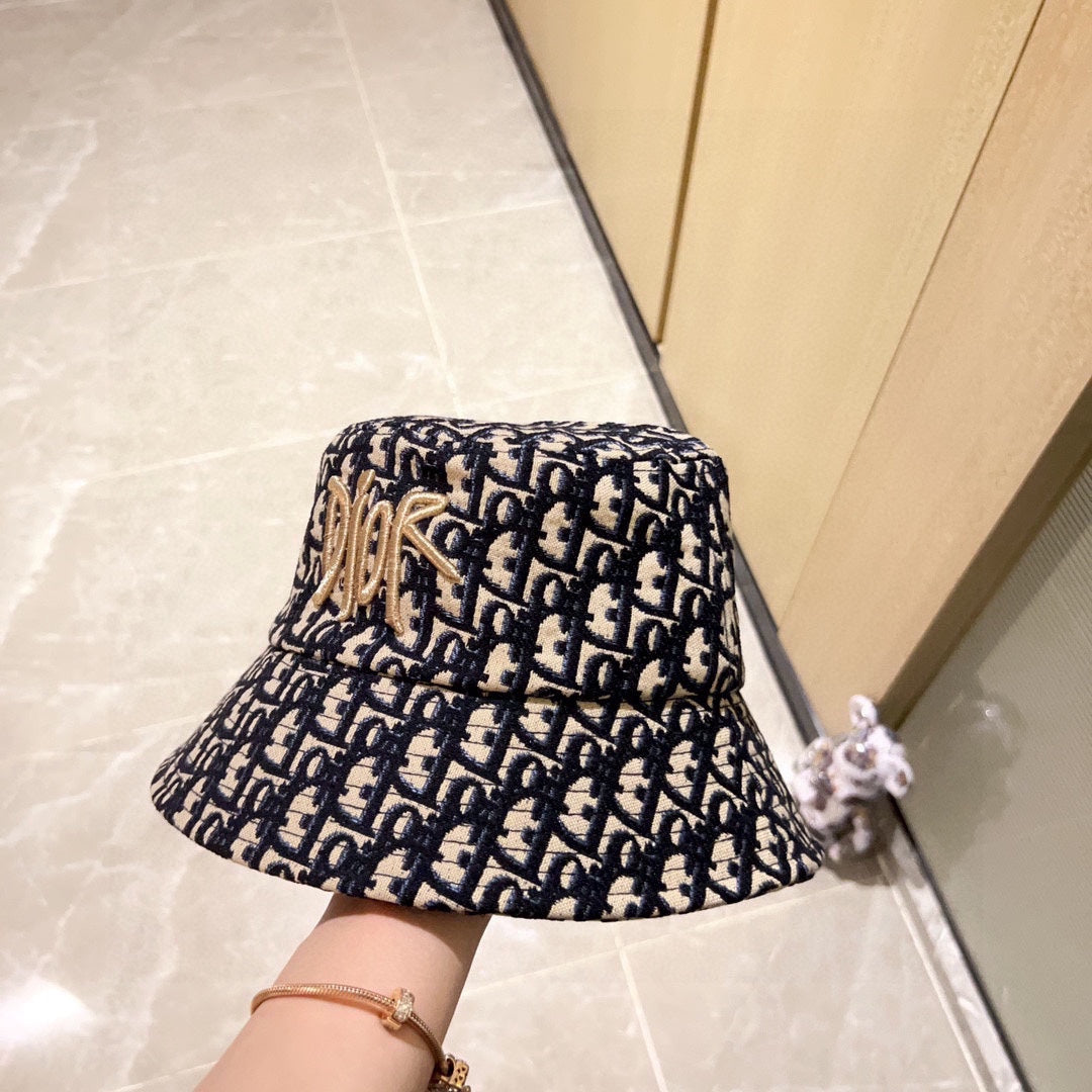 迪D家-2023春夏新款 刺繡漁夫帽 黑白色