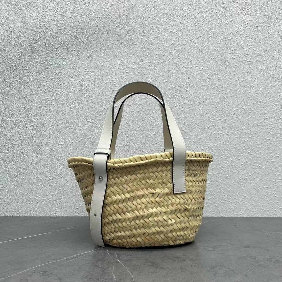 羅L威-草編包 33CM 小號 奶油白