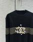 小香家-2403 撞色雙C針織長袖 黑色
