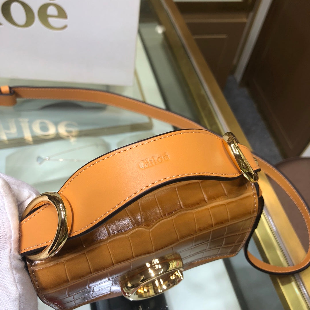 克羅C-C Bag 鱷魚壓紋 淺棕色