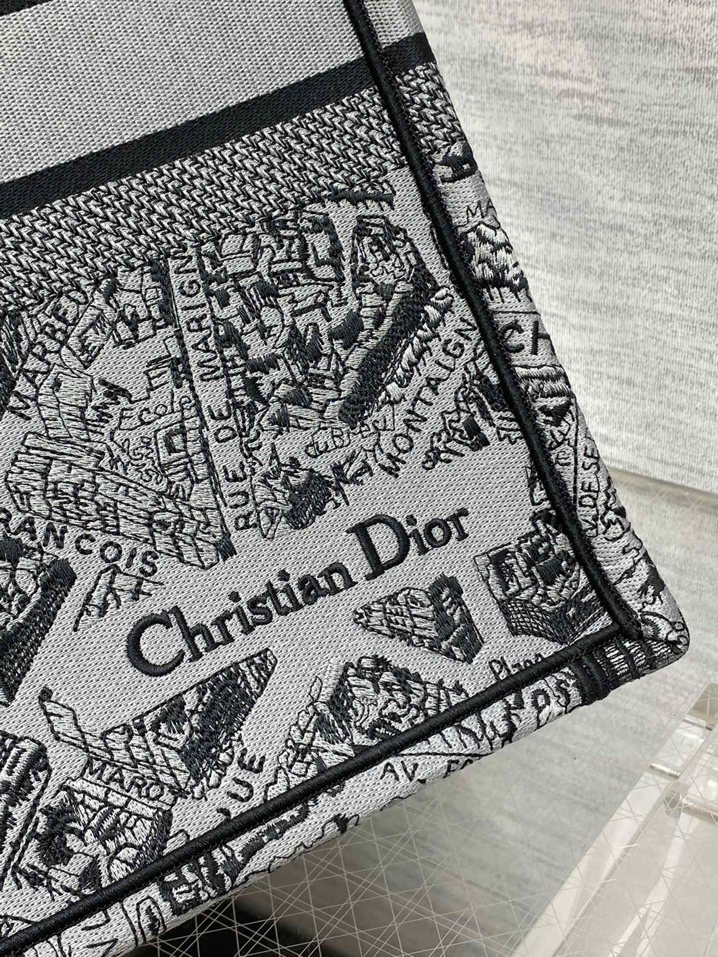 迪D家-Book Tote 2023春夏系列 巴黎地圖刺繡 灰色 大號