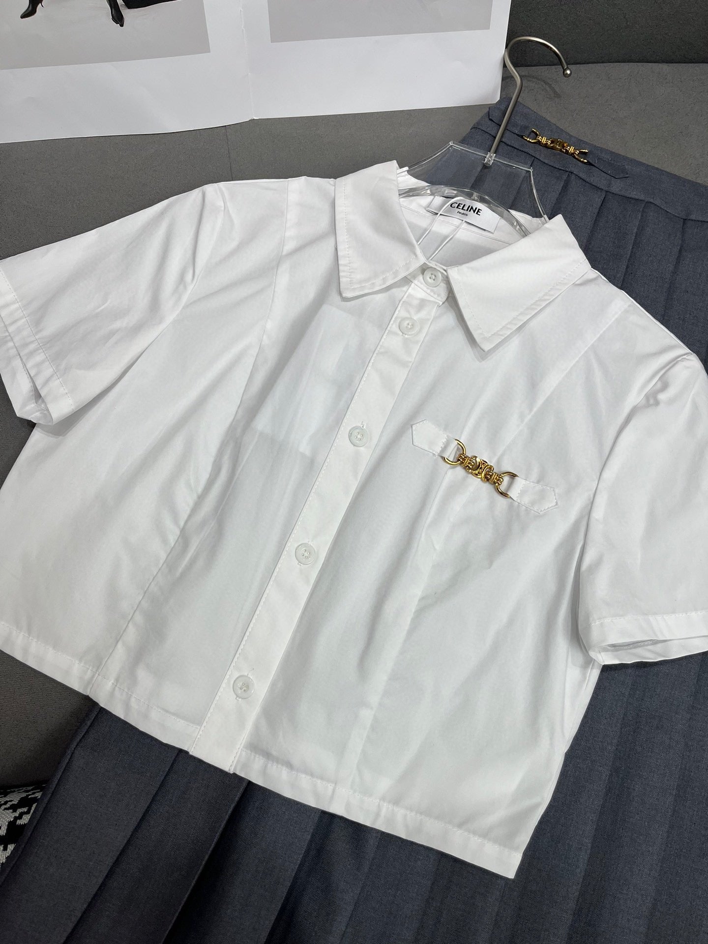 賽C家-2403 24SS夏季新款短襯衫長裙套裝 灰色