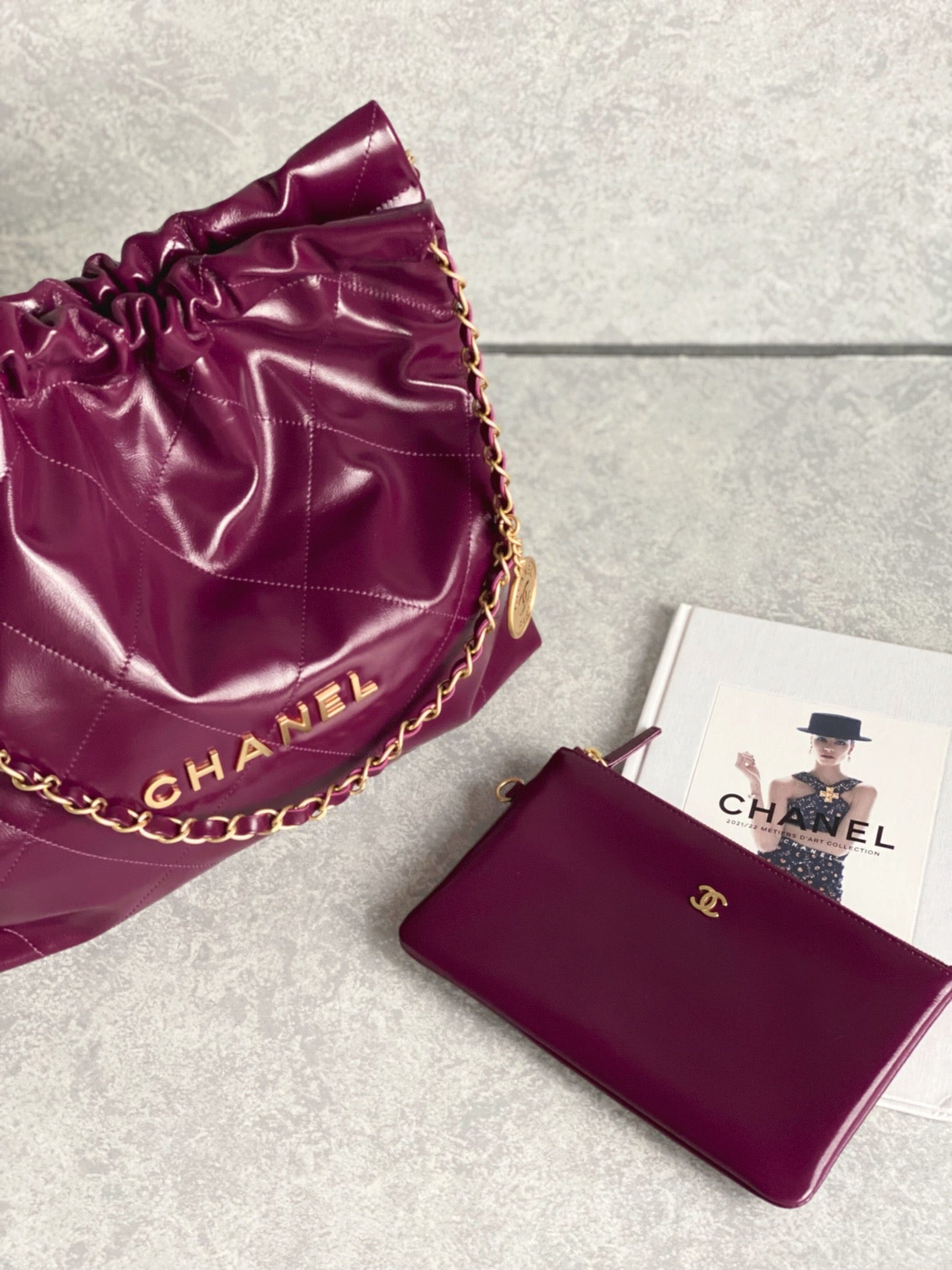 小香家-2023春夏新款 22BAG 小號 酒紅色