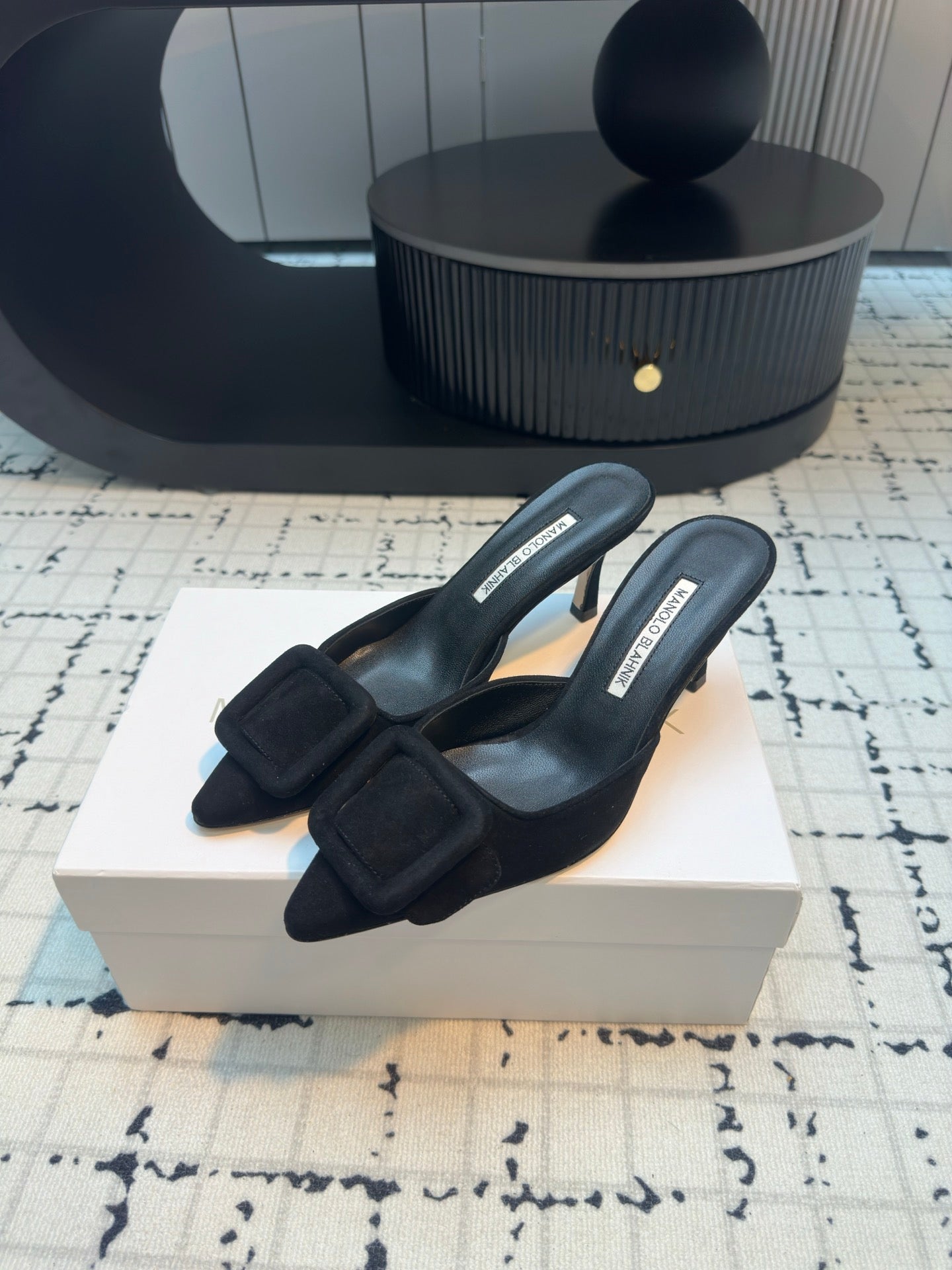 Manolo Blahnik-2024 高跟拖鞋 黑色