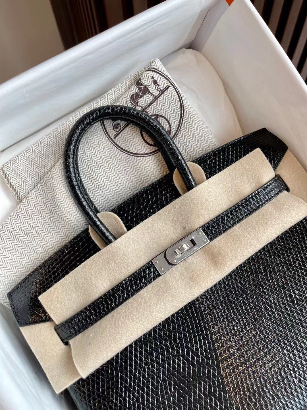 小愛款-Birkin 25 蜥蜴皮 黑色 銀扣