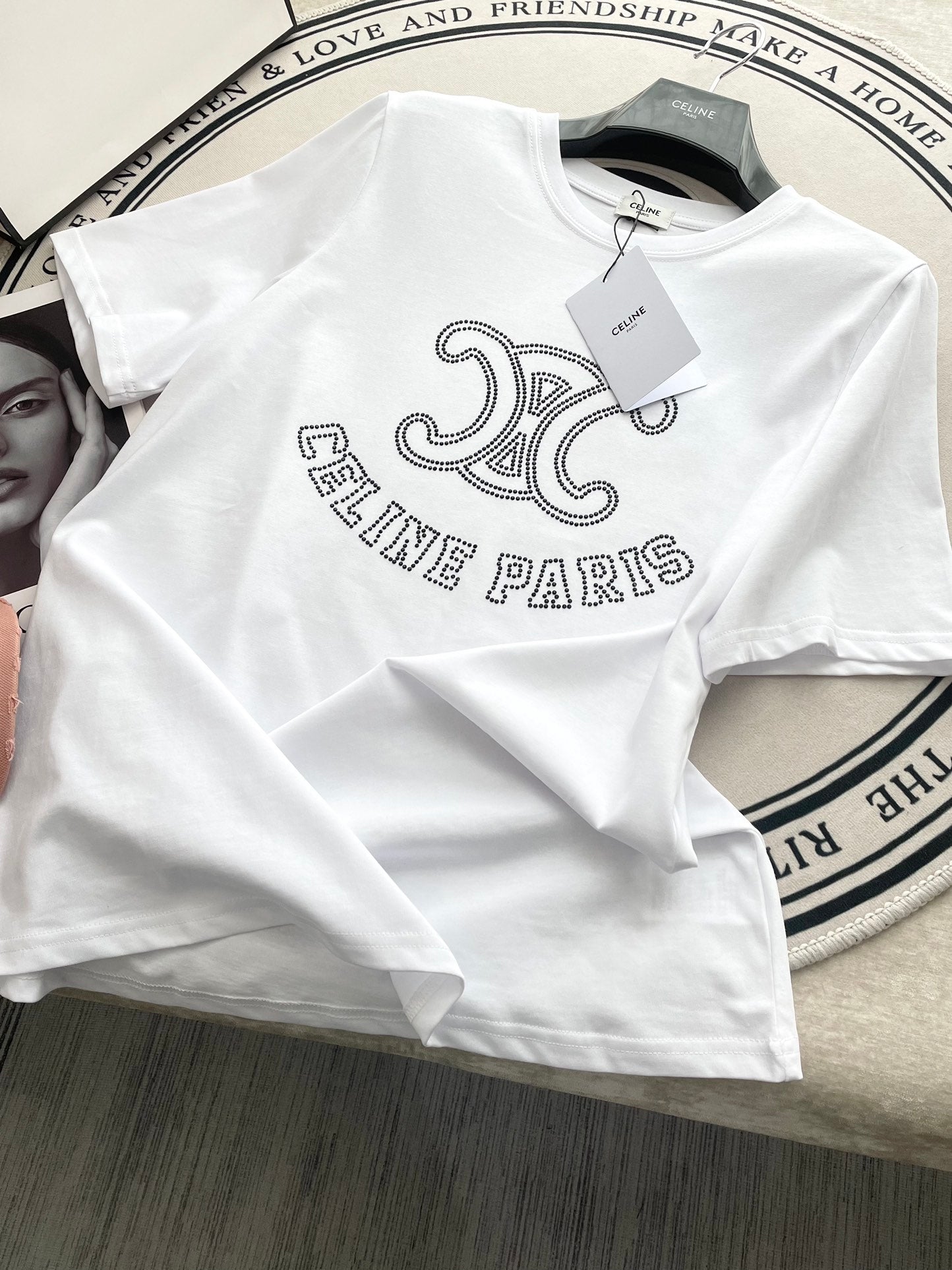 賽C家-2403 燙鑽短袖Tee 白色