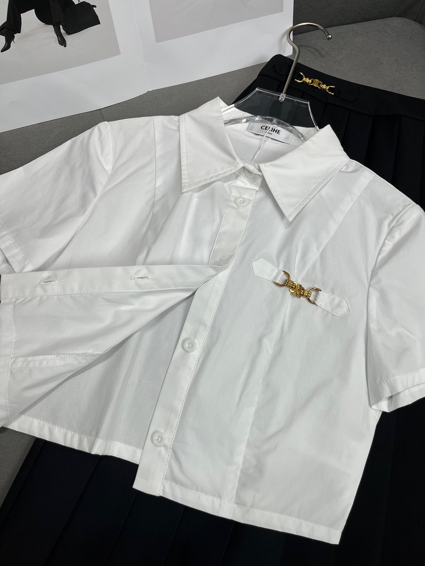 賽C家-2403 24SS夏季新款短襯衫長裙套裝 黑色