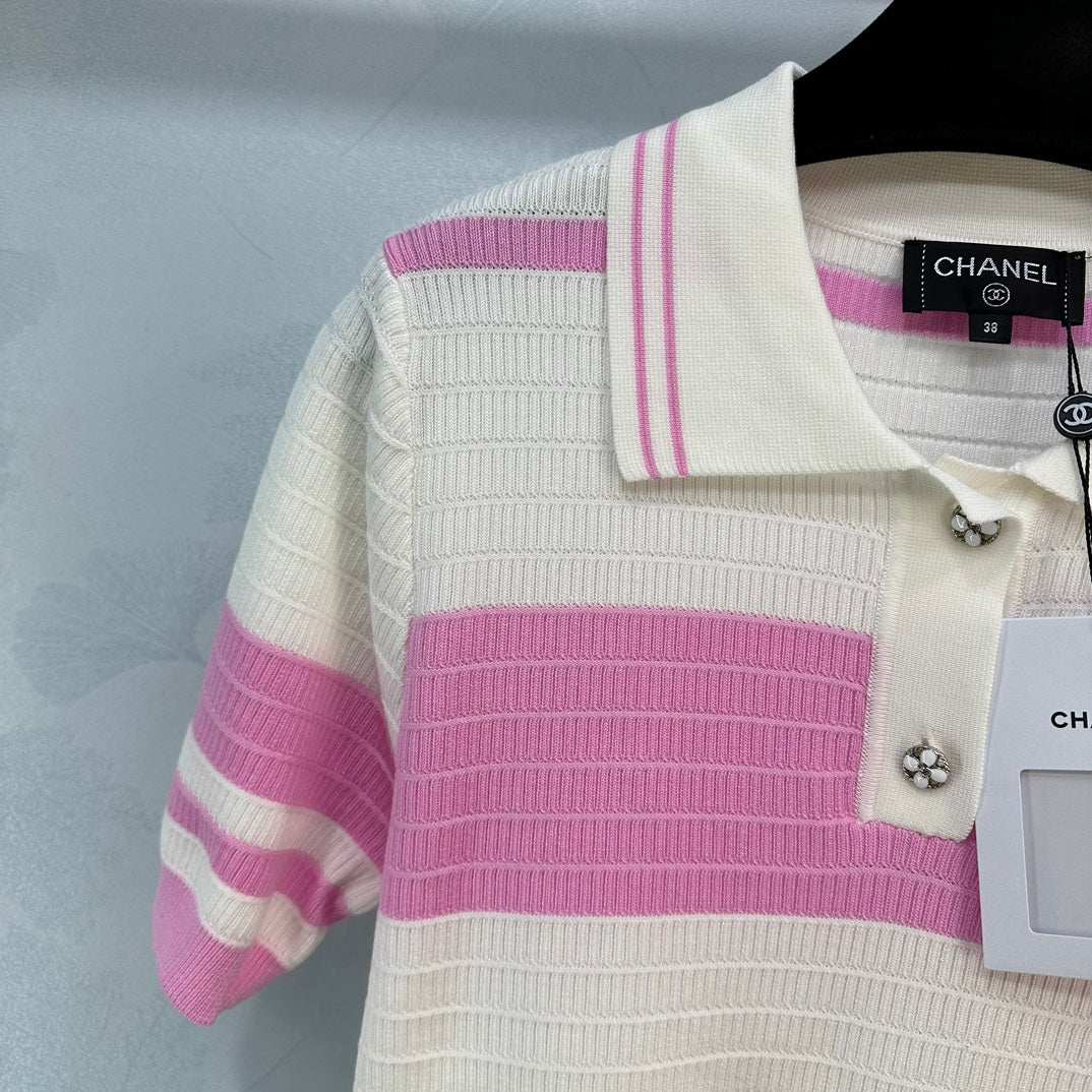 小香家-2404 24春夏新品短袖羊毛上衣 粉色
