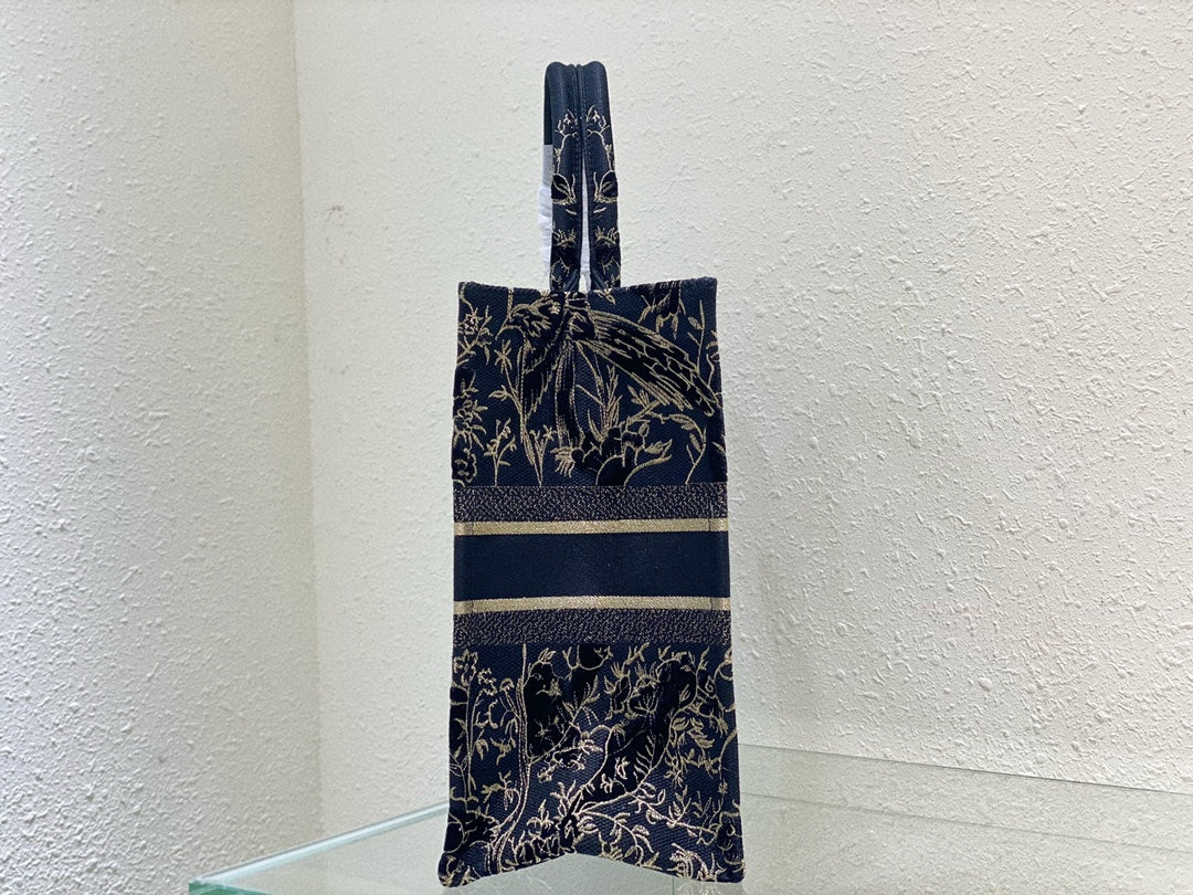 迪D家 Book Tote 刺繡天鵝絨和金屬光澤線 大號41.5cm