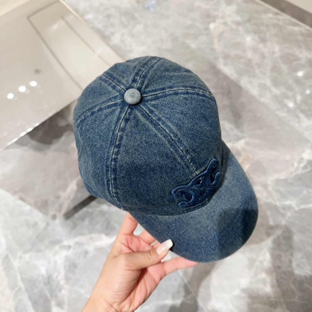 賽C家-新款水洗刺繡Logo棒球帽 丹寧色