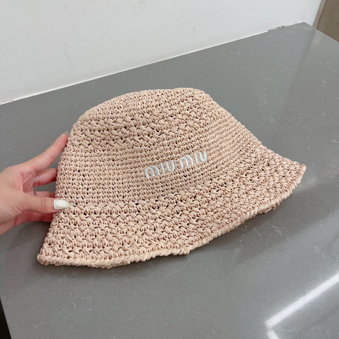 穆M家-2023春夏新款 手工鉤織漁夫帽 粉色