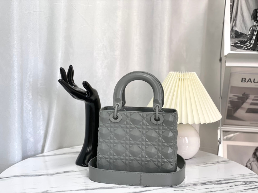 迪D家-Lady dior myABC 啞光牛皮 灰色 小號