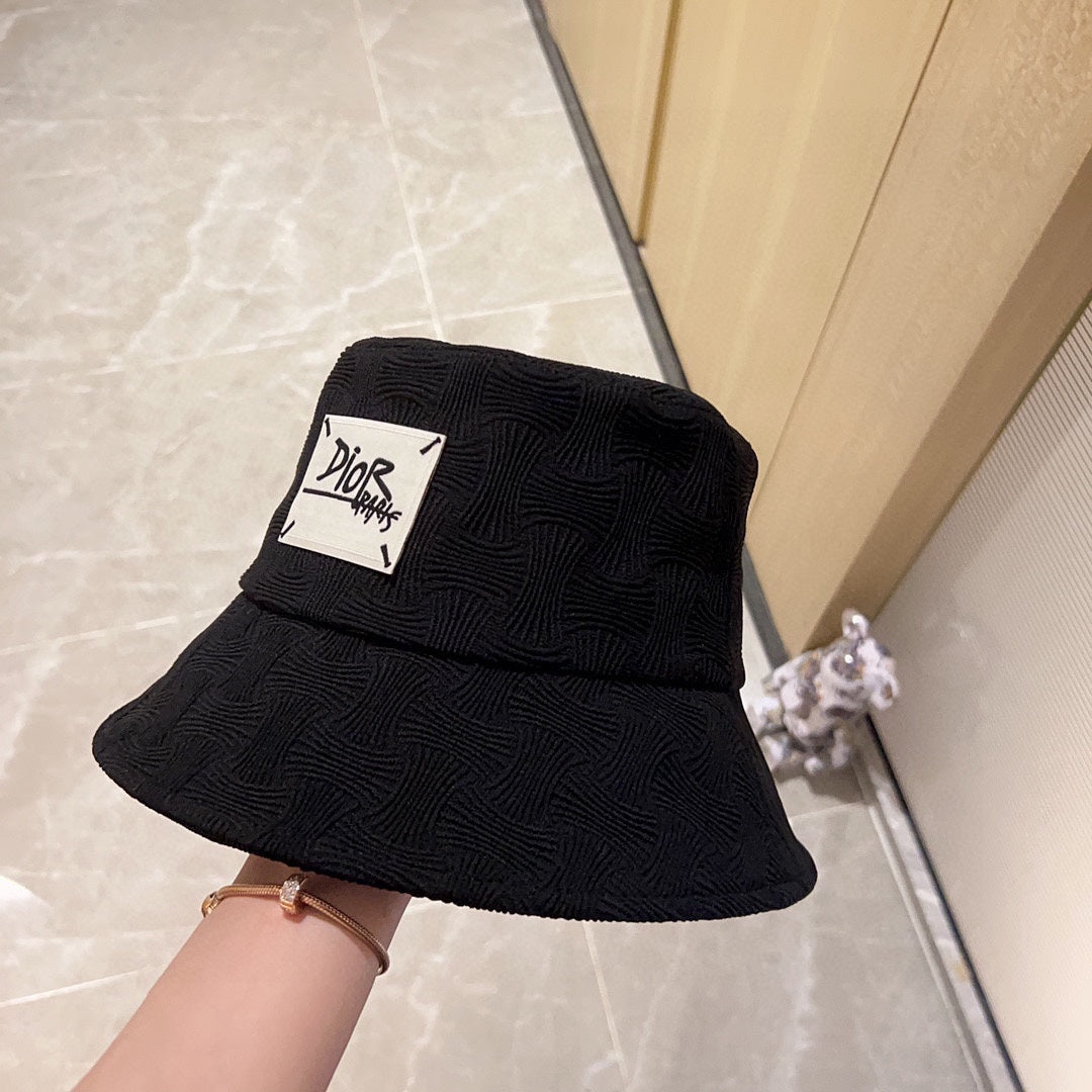 迪D家-2023新款簡約交錯紋路漁夫帽 黑色