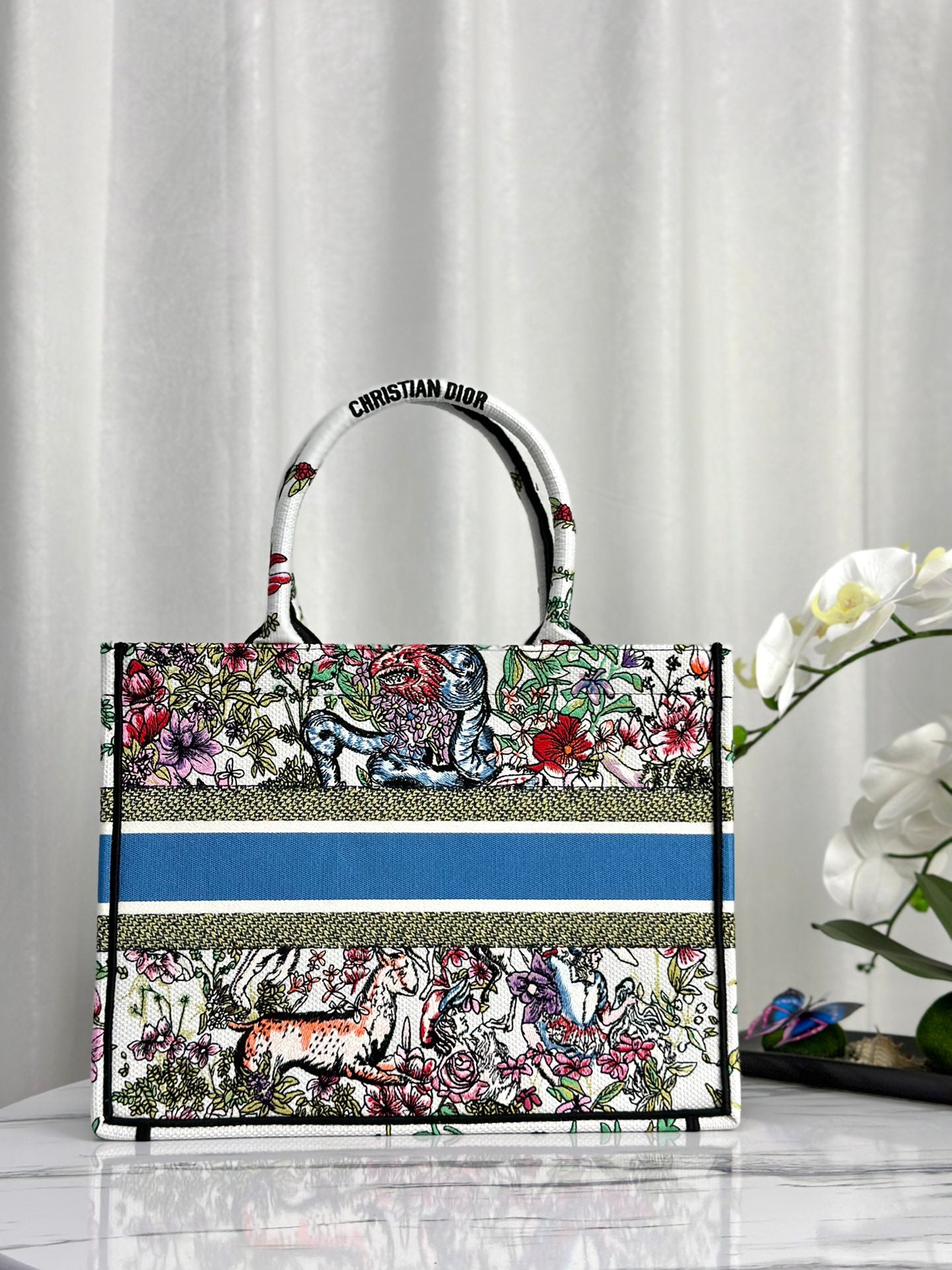 迪D家-Book Tote 白花刺繡 中號
