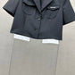 穆M家-2404 冷淡風短款西裝套裝 黑色